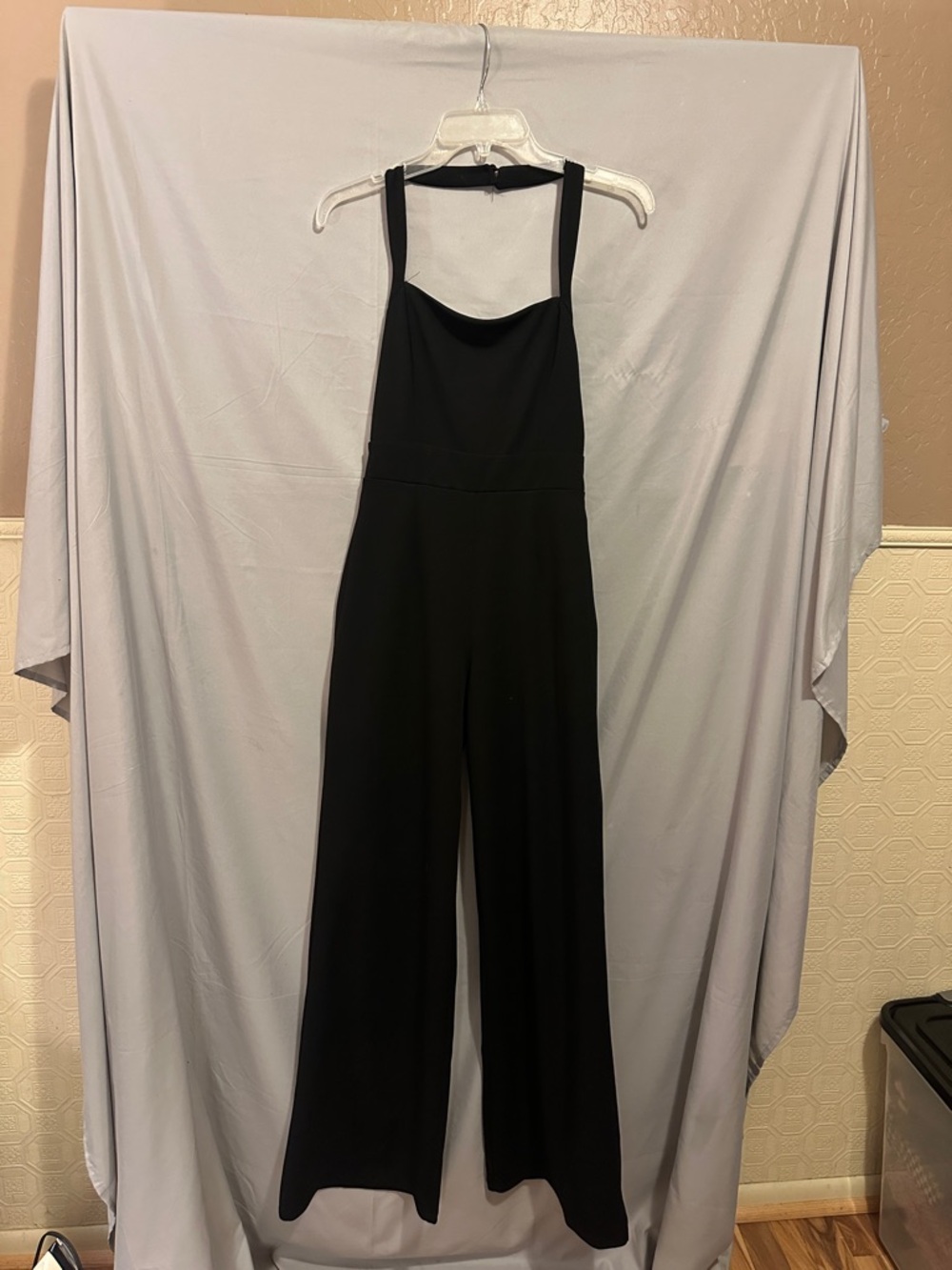 Fashion Nova Black Square-Neck Wide-Leg Jumpsuit